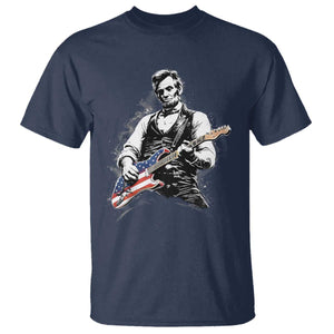 Rockin Abe Abraham Lincoln Playing Electric Guitar T Shirt Patriotic Music Rocker Mashup 4th of July Celebration TS02 Navy Print Your Wear