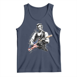Rockin Abe Abraham Lincoln Playing Electric Guitar Tank Top Patriotic Music Rocker Mashup 4th of July Celebration TS02 Navy Print Your Wear