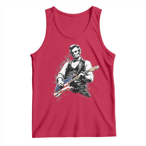 Rockin Abe Abraham Lincoln Playing Electric Guitar Tank Top Patriotic Music Rocker Mashup 4th of July Celebration TS02 Red Print Your Wear