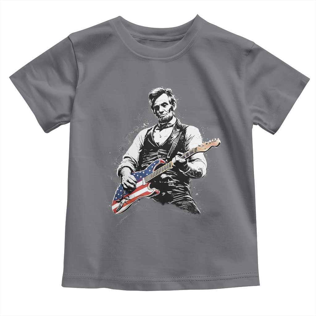 Rockin Abe Abraham Lincoln Playing Electric Guitar Toddler T Shirt Patriotic Music Rocker Mashup 4th of July Celebration TS02 Charcoal Print Your Wear