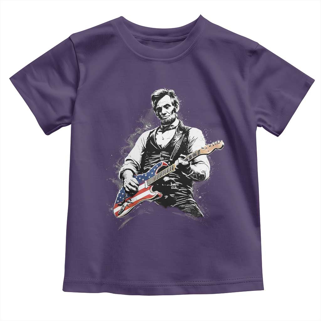 Rockin Abe Abraham Lincoln Playing Electric Guitar Toddler T Shirt Patriotic Music Rocker Mashup 4th of July Celebration TS02 Purple Print Your Wear