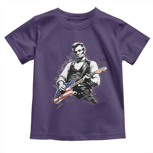 Rockin Abe Abraham Lincoln Playing Electric Guitar Toddler T Shirt Patriotic Music Rocker Mashup 4th of July Celebration TS02 Purple Print Your Wear