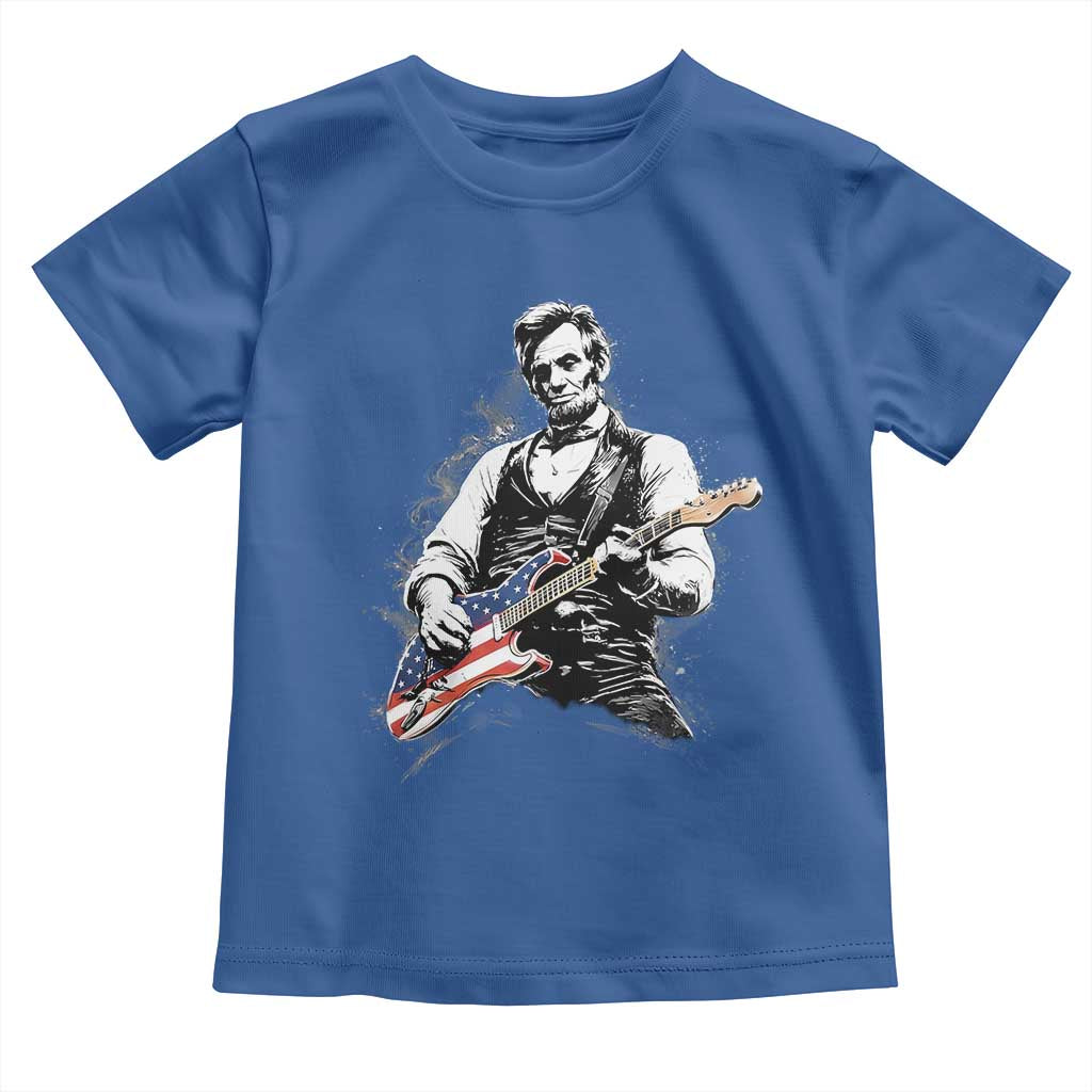 Rockin Abe Abraham Lincoln Playing Electric Guitar Toddler T Shirt Patriotic Music Rocker Mashup 4th of July Celebration TS02 Royal Blue Print Your Wear