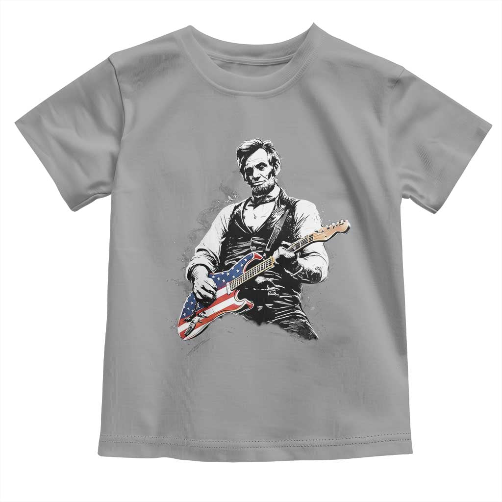 Rockin Abe Abraham Lincoln Playing Electric Guitar Toddler T Shirt Patriotic Music Rocker Mashup 4th of July Celebration TS02 Sport Gray Print Your Wear