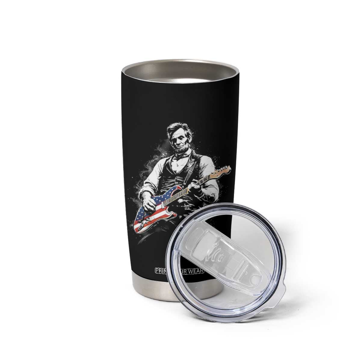 Rockin Abe Abraham Lincoln Playing Electric Guitar Tumbler Cup Patriotic Music Rocker Mashup 4th of July Celebration TS02 Print Your Wear