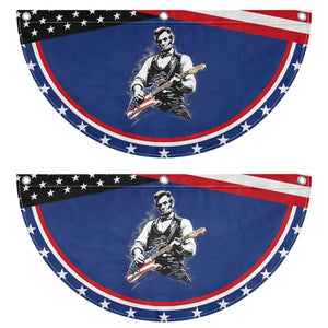 Rockin Abe Abraham Lincoln Playing Electric Guitar Patriotic Fan Flag Music Rocker Mashup 4th of July Celebration