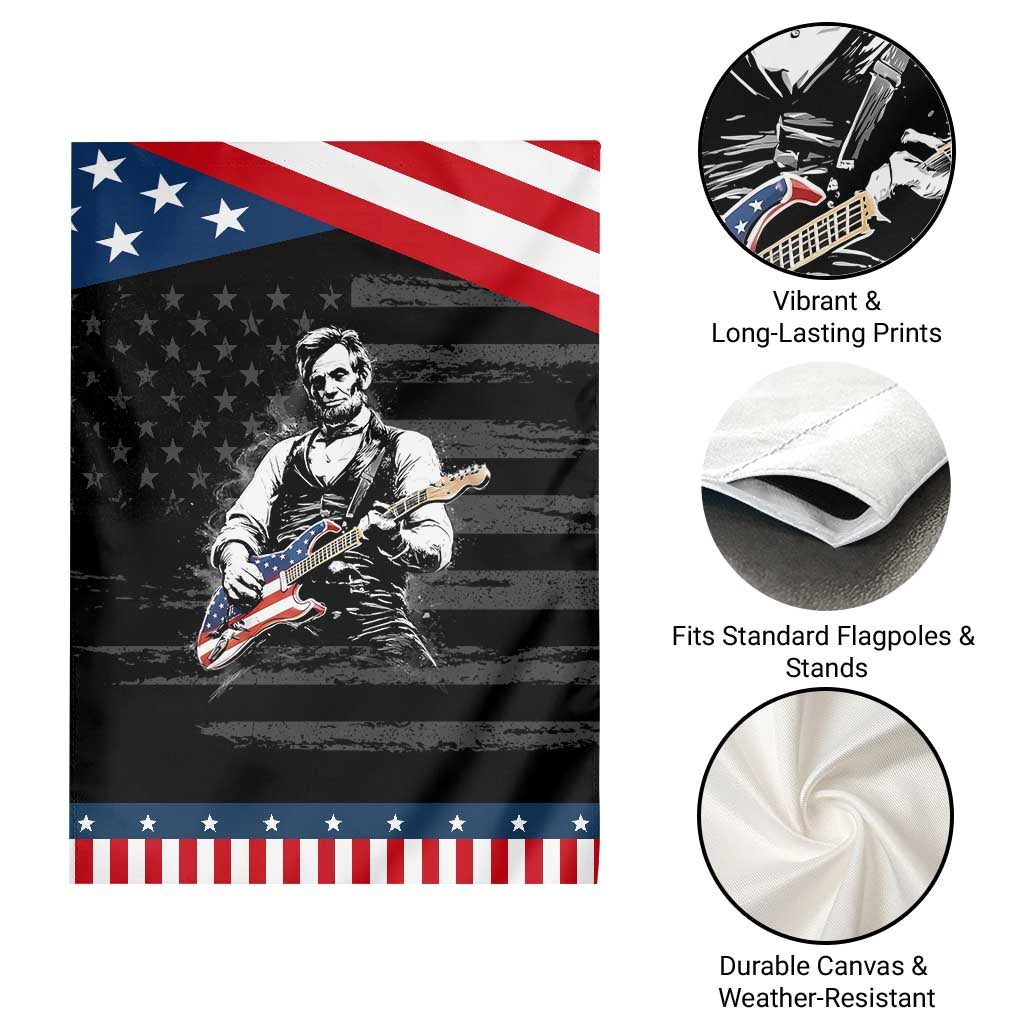 Rockin Abe Abraham Lincoln Playing Electric Guitar Garden Flag Patriotic Music Rocker Mashup 4th of July Celebration TS02 Print Your Wear