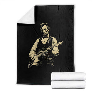 Vintage Rockin Abe Abraham Lincoln Playing Electric Guitar Throw Blanket Patriotic Music Rocker Mashup 4th of July Celebration TS02 Black Print Your Wear
