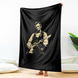 Vintage Rockin Abe Abraham Lincoln Playing Electric Guitar Throw Blanket Patriotic Music Rocker Mashup 4th of July Celebration TS02 Print Your Wear