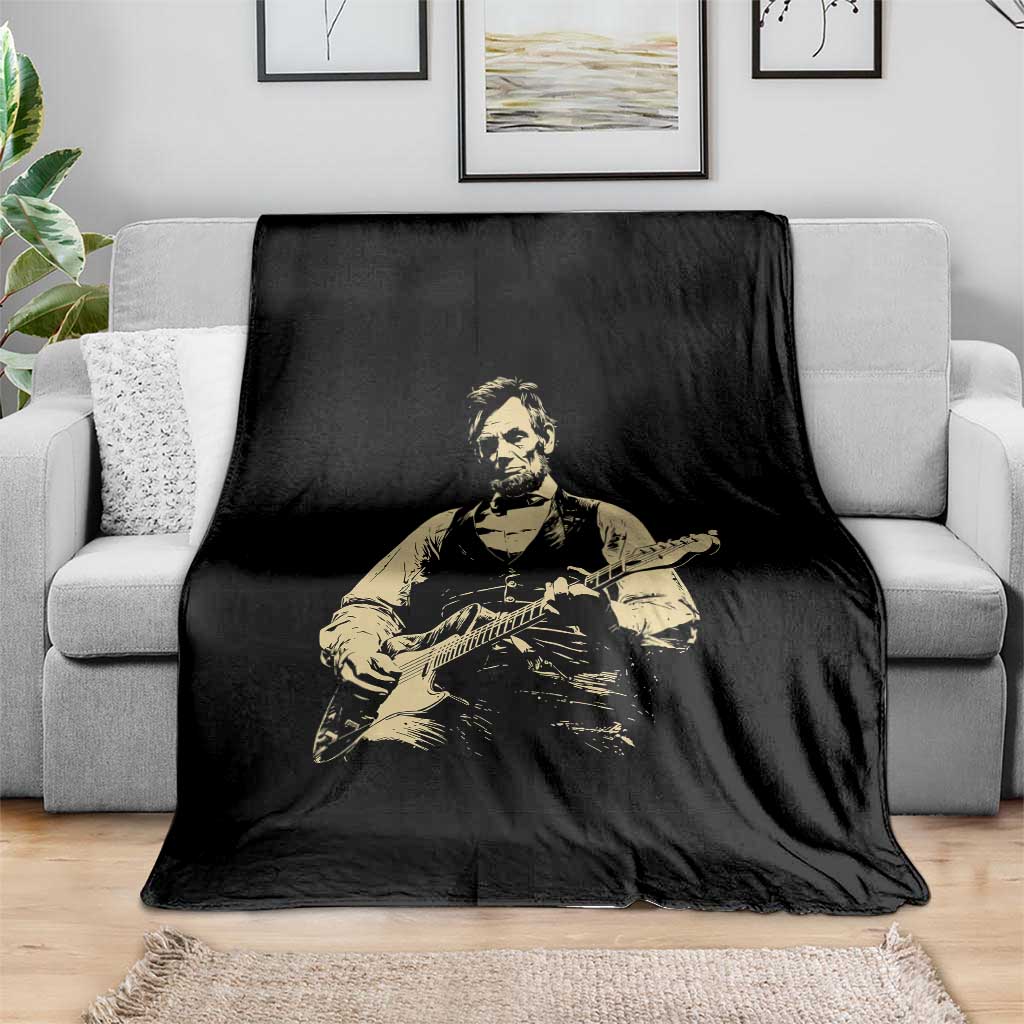 Vintage Rockin Abe Abraham Lincoln Playing Electric Guitar Throw Blanket Patriotic Music Rocker Mashup 4th of July Celebration TS02 Print Your Wear