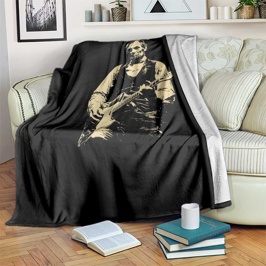 Vintage Rockin Abe Abraham Lincoln Playing Electric Guitar Throw Blanket Patriotic Music Rocker Mashup 4th of July Celebration TS02 Print Your Wear