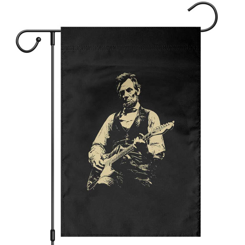 Vintage Rockin Abe Abraham Lincoln Playing Electric Guitar Garden Flag Patriotic Music Rocker Mashup 4th of July Celebration TS02 Black Print Your Wear