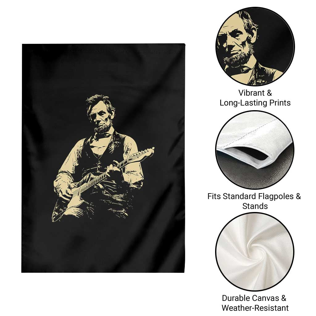 Vintage Rockin Abe Abraham Lincoln Playing Electric Guitar Garden Flag Patriotic Music Rocker Mashup 4th of July Celebration TS02 Print Your Wear