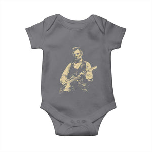 Vintage Rockin Abe Abraham Lincoln Playing Electric Guitar Baby Onesie Patriotic Music Rocker Mashup 4th of July Celebration TS02 Charcoal Print Your Wear