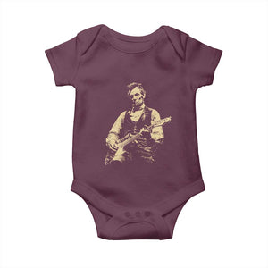 Vintage Rockin Abe Abraham Lincoln Playing Electric Guitar Baby Onesie Patriotic Music Rocker Mashup 4th of July Celebration TS02 Maroon Print Your Wear