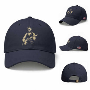 Vintage Rockin Abe Abraham Lincoln Playing Electric Guitar Baseball Cap Patriotic Music Rocker Mashup 4th of July Celebration TS02 Baseball Cap Universal Fit Navy Print Your Wear