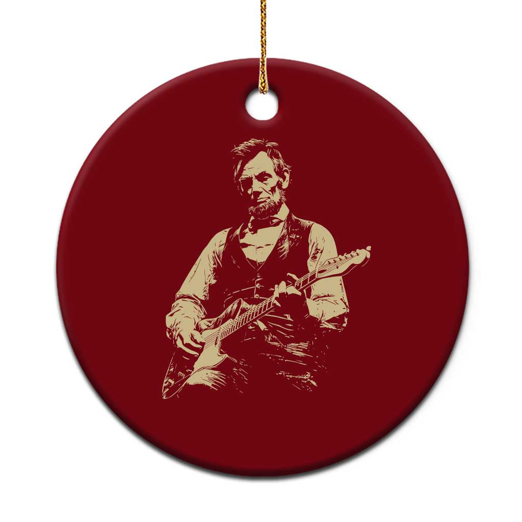 Vintage Rockin Abe Abraham Lincoln Playing Electric Guitar Ceramic Ornament Patriotic Music Rocker Mashup 4th of July Celebration TS02 1pc Red Print Your Wear