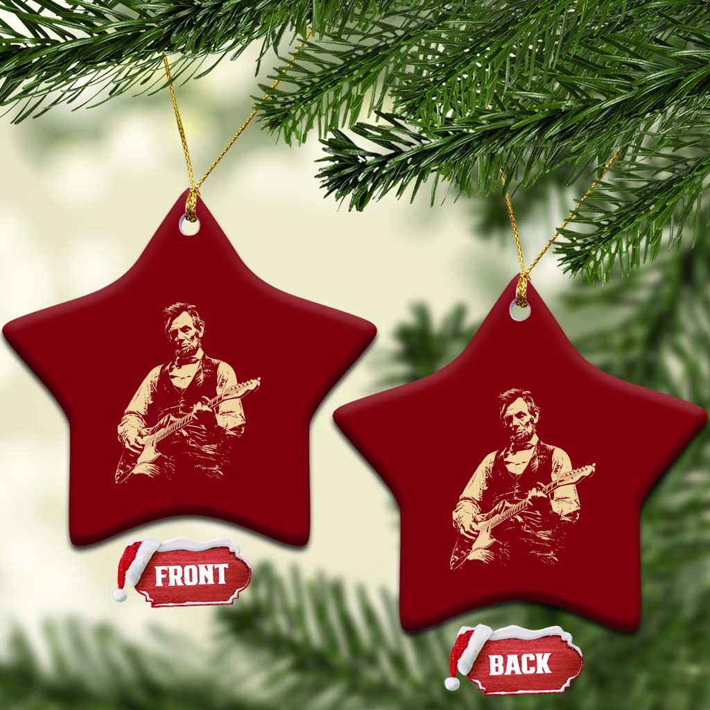 Vintage Rockin Abe Abraham Lincoln Playing Electric Guitar Ceramic Ornament Patriotic Music Rocker Mashup 4th of July Celebration TS02 Print Your Wear