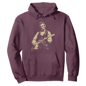 Vintage Rockin Abe Abraham Lincoln Playing Electric Guitar Hoodie Patriotic Music Rocker Mashup 4th of July Celebration TS02 Maroon Print Your Wear