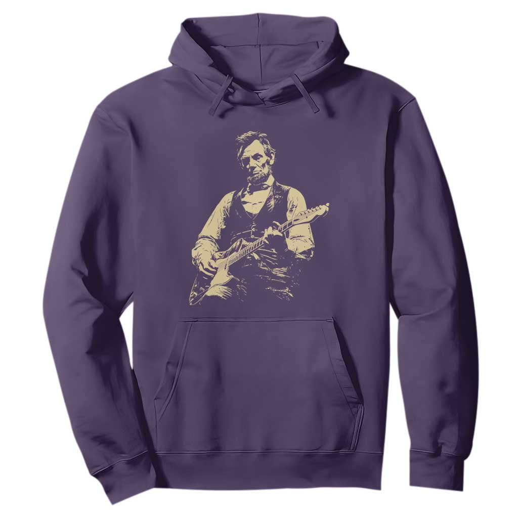 Vintage Rockin Abe Abraham Lincoln Playing Electric Guitar Hoodie Patriotic Music Rocker Mashup 4th of July Celebration TS02 Purple Print Your Wear