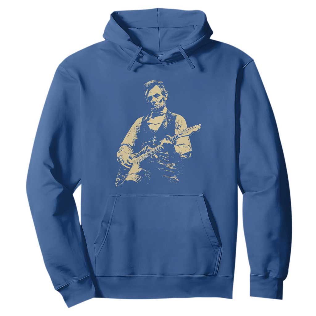 Vintage Rockin Abe Abraham Lincoln Playing Electric Guitar Hoodie Patriotic Music Rocker Mashup 4th of July Celebration TS02 Royal Blue Print Your Wear