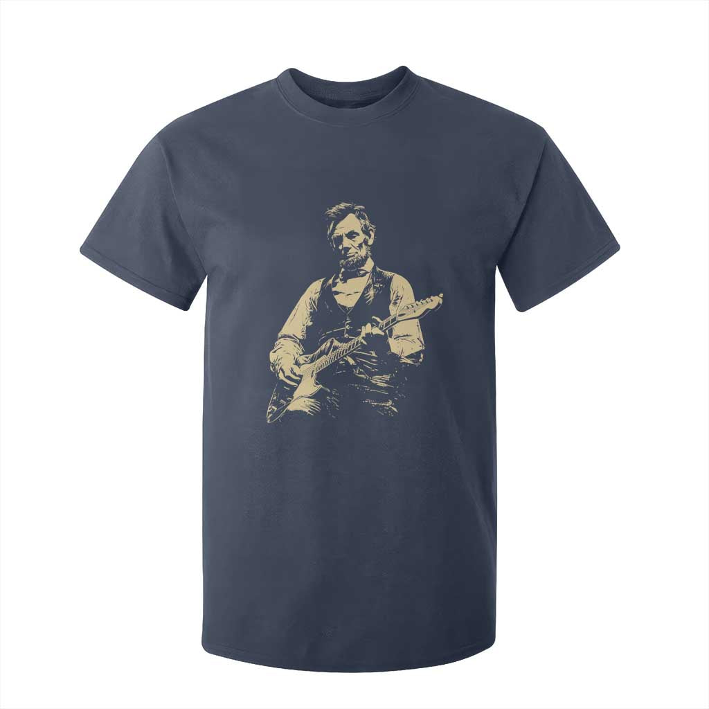 Vintage Rockin Abe Abraham Lincoln Playing Electric Guitar T Shirt For Kid Patriotic Music Rocker Mashup 4th of July Celebration TS02 Navy Print Your Wear