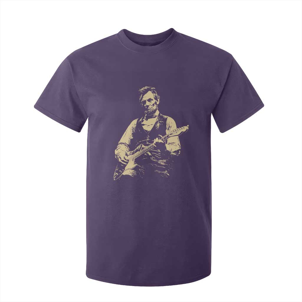 Vintage Rockin Abe Abraham Lincoln Playing Electric Guitar T Shirt For Kid Patriotic Music Rocker Mashup 4th of July Celebration TS02 Purple Print Your Wear