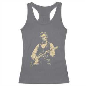 Vintage Rockin Abe Abraham Lincoln Playing Electric Guitar Racerback Tank Top Patriotic Music Rocker Mashup 4th of July Celebration TS02 Charcoal Print Your Wear