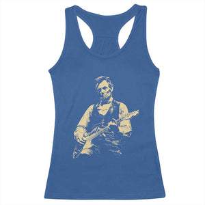 Vintage Rockin Abe Abraham Lincoln Playing Electric Guitar Racerback Tank Top Patriotic Music Rocker Mashup 4th of July Celebration TS02 Royal Blue Print Your Wear