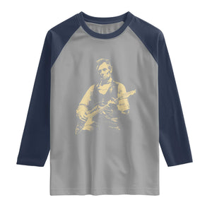 Vintage Rockin Abe Abraham Lincoln Playing Electric Guitar Raglan Shirt Patriotic Music Rocker Mashup 4th of July Celebration TS02 Sport Gray Navy Print Your Wear