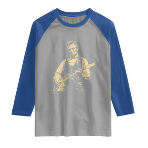 Vintage Rockin Abe Abraham Lincoln Playing Electric Guitar Raglan Shirt Patriotic Music Rocker Mashup 4th of July Celebration TS02 Sport Gray Royal Print Your Wear