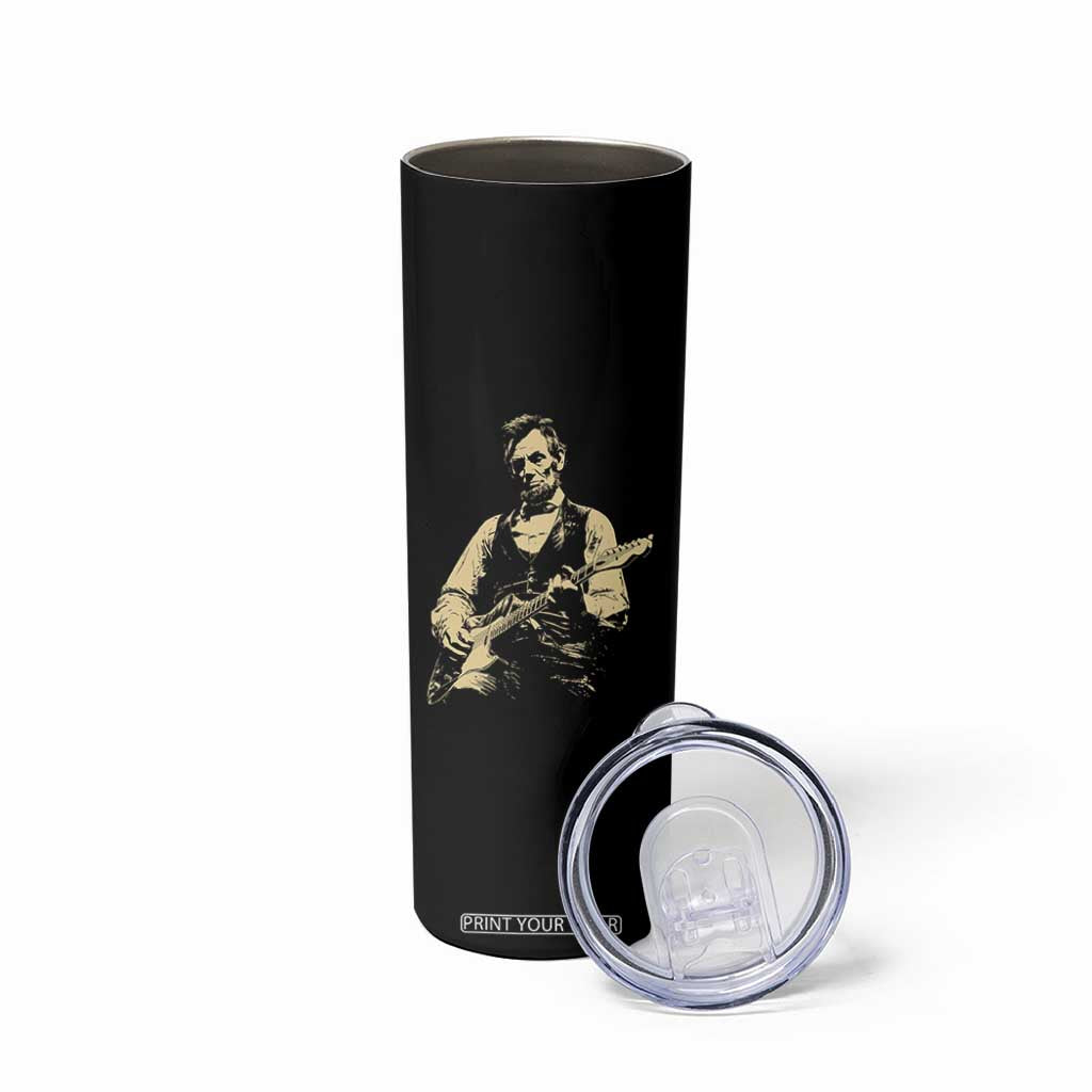 Vintage Rockin Abe Abraham Lincoln Playing Electric Guitar Skinny Tumbler Patriotic Music Rocker Mashup 4th of July Celebration TS02 Print Your Wear