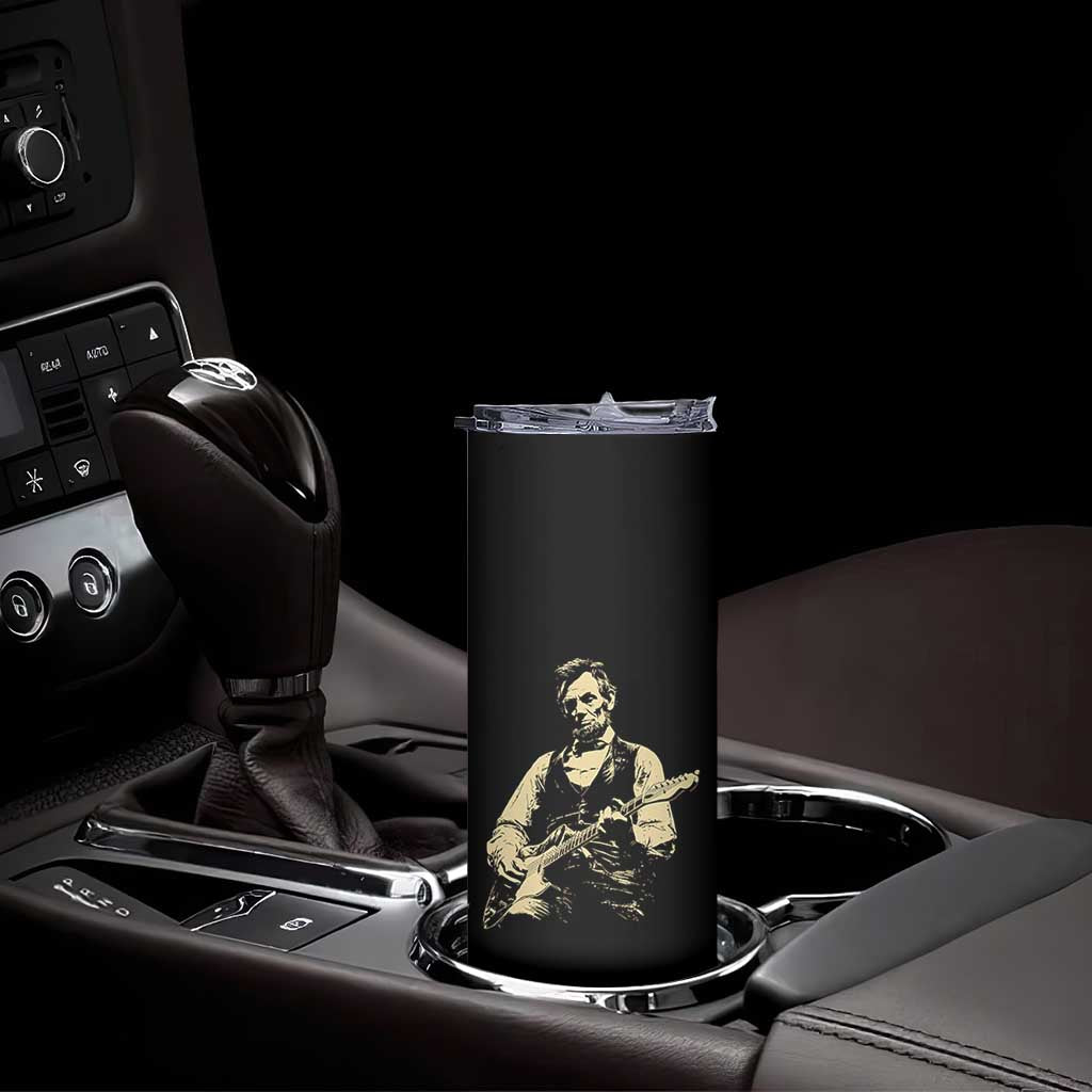 Vintage Rockin Abe Abraham Lincoln Playing Electric Guitar Skinny Tumbler Patriotic Music Rocker Mashup 4th of July Celebration TS02 Print Your Wear