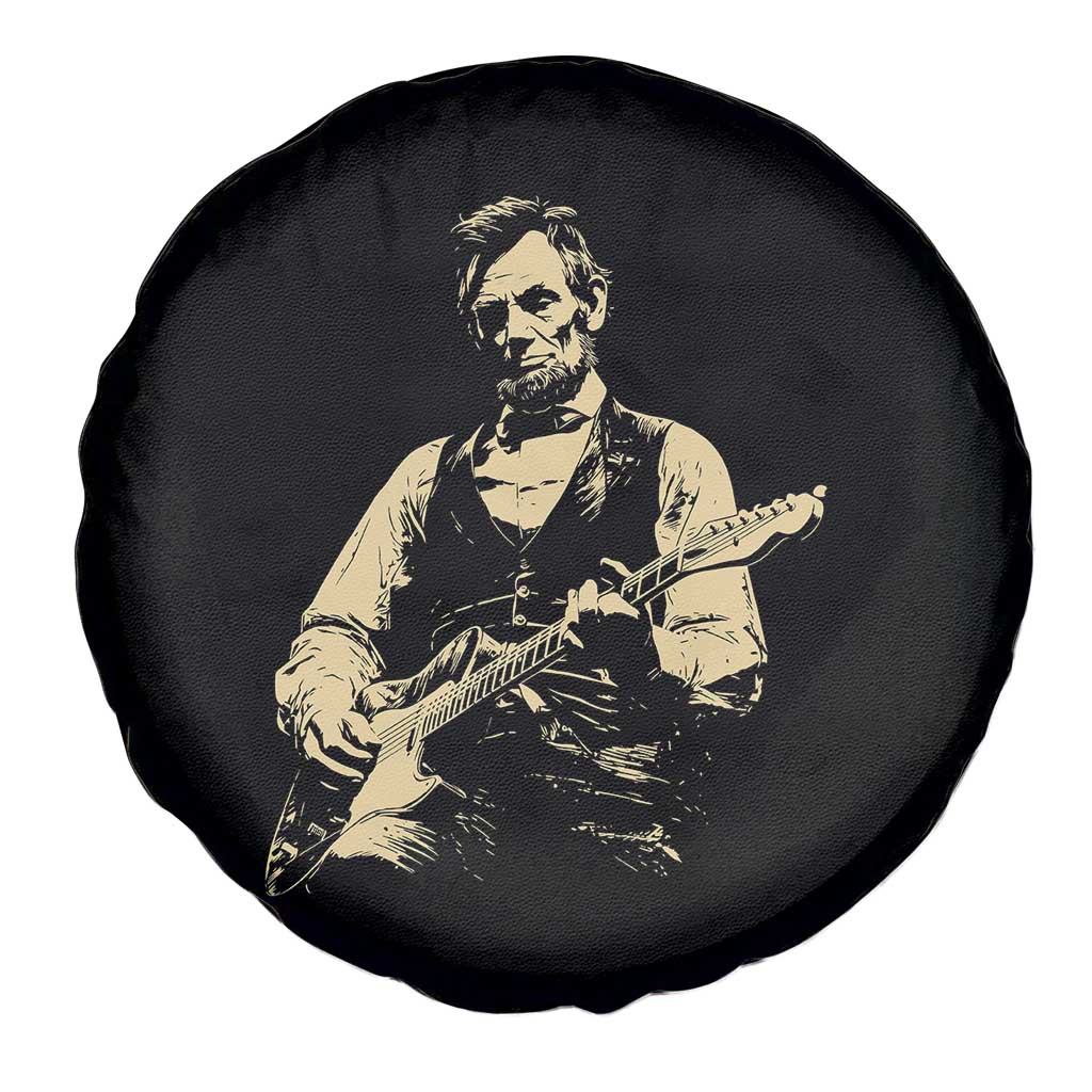 Vintage Rockin Abe Abraham Lincoln Playing Electric Guitar Spare Tire Cover Patriotic Music Rocker Mashup 4th of July Celebration TS02 Print Your Wear