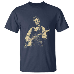 Vintage Rockin Abe Abraham Lincoln Playing Electric Guitar T Shirt - Patriotic Music Rocker Mashup 4th of July Celebration TS02 Navy Print Your Wear