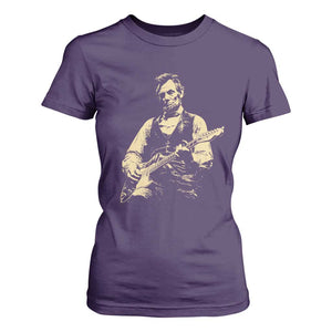 Vintage Rockin Abe Abraham Lincoln Playing Electric Guitar T Shirt For Women Patriotic Music Rocker Mashup 4th of July Celebration TS02 Purple Print Your Wear