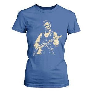 Vintage Rockin Abe Abraham Lincoln Playing Electric Guitar T Shirt For Women Patriotic Music Rocker Mashup 4th of July Celebration TS02 Royal Blue Print Your Wear