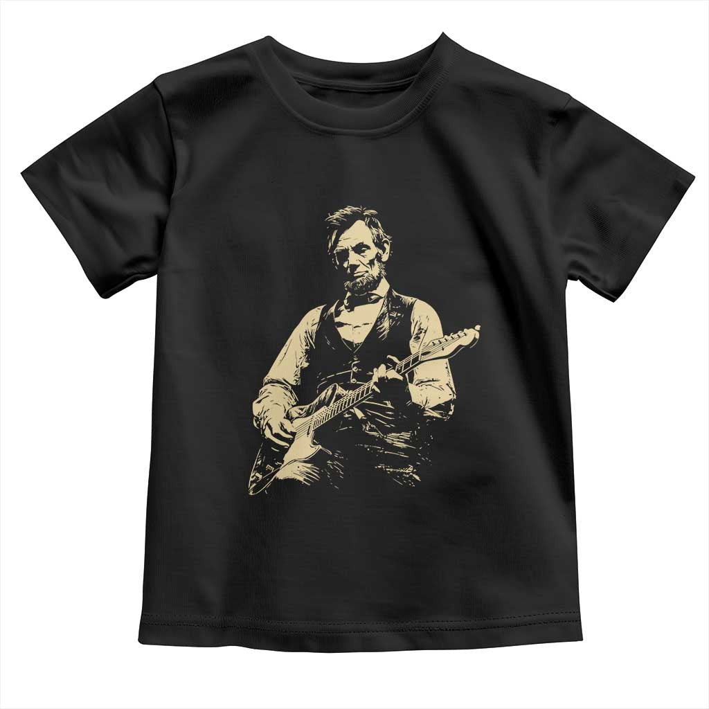 Vintage Rockin Abe Abraham Lincoln Playing Electric Guitar Toddler T Shirt Patriotic Music Rocker Mashup 4th of July Celebration TS02 Black Print Your Wear