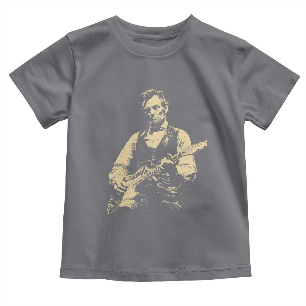 Vintage Rockin Abe Abraham Lincoln Playing Electric Guitar Toddler T Shirt Patriotic Music Rocker Mashup 4th of July Celebration TS02 Charcoal Print Your Wear