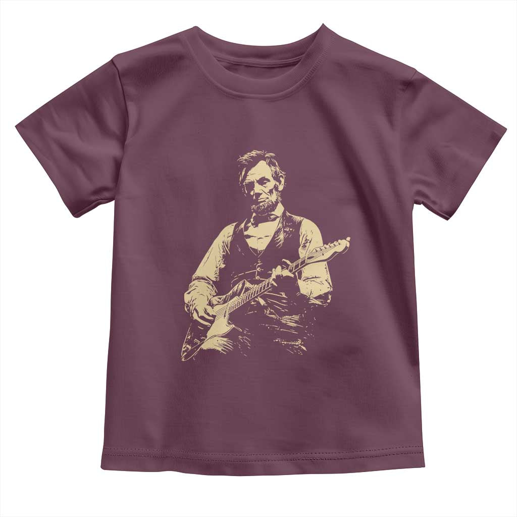 Vintage Rockin Abe Abraham Lincoln Playing Electric Guitar Toddler T Shirt Patriotic Music Rocker Mashup 4th of July Celebration TS02 Maroon Print Your Wear