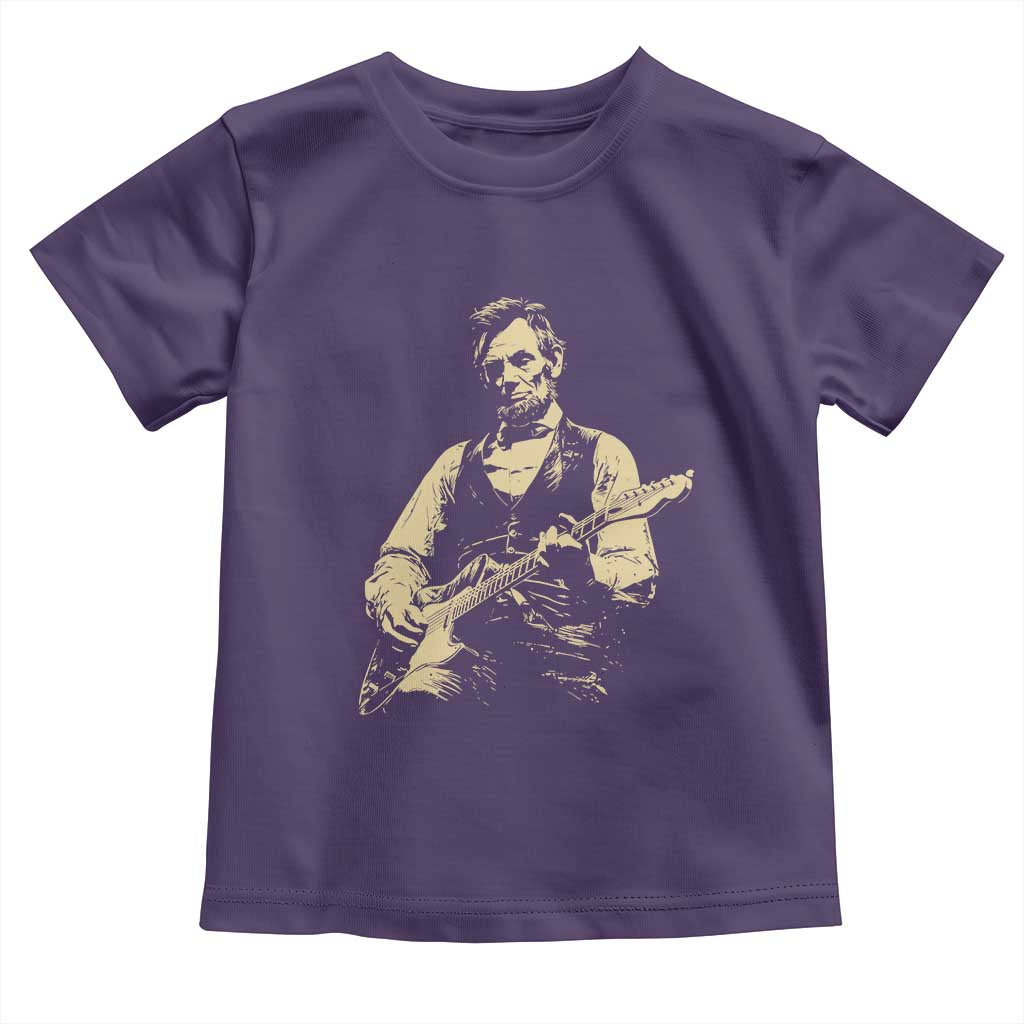 Vintage Rockin Abe Abraham Lincoln Playing Electric Guitar Toddler T Shirt Patriotic Music Rocker Mashup 4th of July Celebration TS02 Purple Print Your Wear