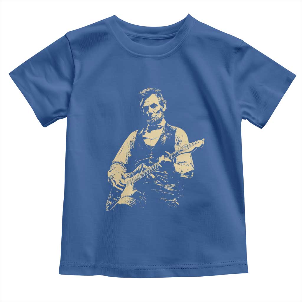 Vintage Rockin Abe Abraham Lincoln Playing Electric Guitar Toddler T Shirt Patriotic Music Rocker Mashup 4th of July Celebration TS02 Royal Blue Print Your Wear