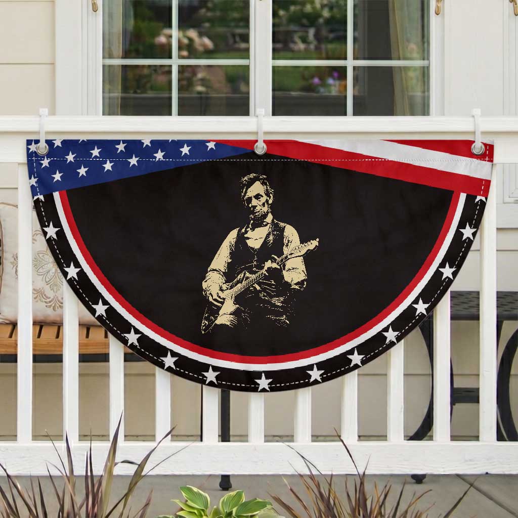 Vintage Rockin Abe Abraham Lincoln Playing Electric Guitar Patriotic Fan Flag Music Rocker Mashup 4th of July Celebration