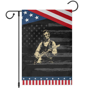 Vintage Rockin Abe Abraham Lincoln Playing Electric Guitar Garden Flag Patriotic Music Rocker Mashup 4th of July Celebration TS02 Distressed Black Blue Print Your Wear