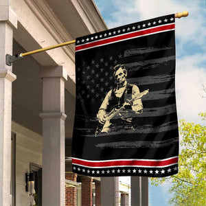 Vintage Rockin Abe Abraham Lincoln Playing Electric Guitar Garden Flag Patriotic Music Rocker Mashup 4th of July Celebration TS02 Distressed Black Red Print Your Wear
