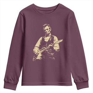 Vintage Rockin Abe Abraham Lincoln Playing Electric Guitar Youth Sweatshirt Patriotic Music Rocker Mashup 4th of July Celebration TS02 Maroon Print Your Wear