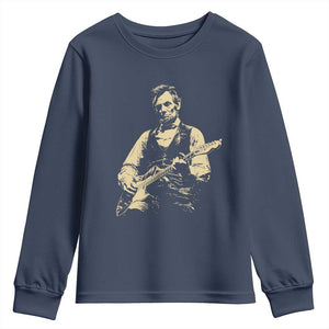 Vintage Rockin Abe Abraham Lincoln Playing Electric Guitar Youth Sweatshirt Patriotic Music Rocker Mashup 4th of July Celebration TS02 Navy Print Your Wear