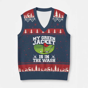 My Jacket Is In The Wash Funny Golfing V-Neck Knit Sweater Vest Georgia Golf Humor Sarcastic Golfer TS02 Navy Red Print Your Wear