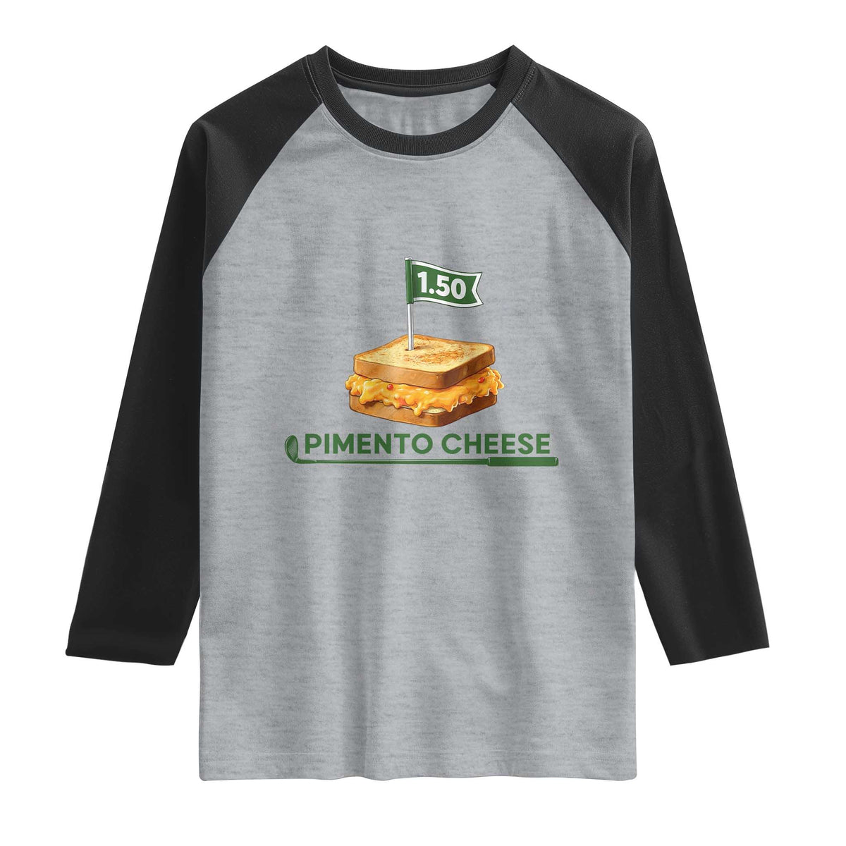 Legendary Pimento Cheese Sandwich Golf Snack Raglan Shirt Funny Georgia Southern Golfing Traditions Fan Humor TS02 Heather Gray Black Print Your Wear