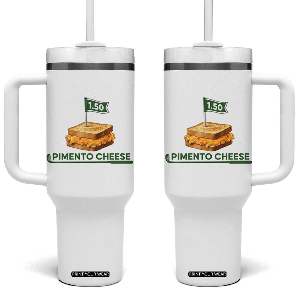 Legendary Pimento Cheese Sandwich Golf Snack Tumbler With Handle Funny Georgia Southern Golfing Traditions Fan Humor TS02 One Size: 40 oz White Print Your Wear